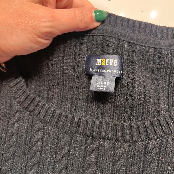 Anthropologie Maeve Black & White Contrast-Sleeves Sweater Size Large - Picture 6 of 10